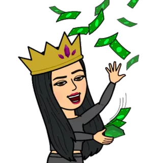🤑 bitmoji, reine, argent, richesse, couronne, cash telegram sticker