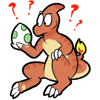 ❓ Charmeleon Pokemon pokemon, charmeleon, ovo, pontos de interrogação, pensando, monstro telegram sticker
