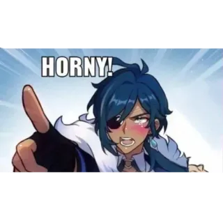 🚫 HORNY! animé, mème, personnage, texte whatsapp sticker