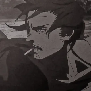 🖇️ Аниме, Сигарета, Мужчина, Курение, Иллюстрация, Портрет telegram sticker