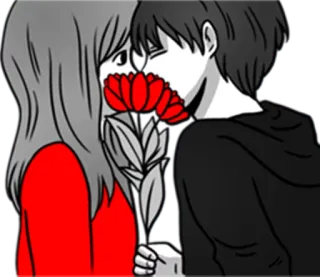🌹 Paar, Liebe, Beziehung, Blumen, Romantik, Cartoon whatsapp sticker
