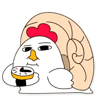 🐔 Huhn, Schnecke, Cartoon, Hybrid, Uhr, Tier, lustig telegram sticker