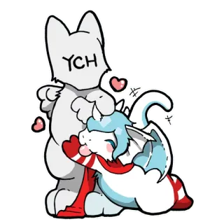 🤗 YCH kartun, hewan, imut, hati, seni, chibi telegram sticker