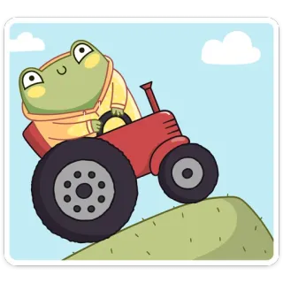 🚜 grenouille, tracteur, agriculture, dessin animé, animal, mignon whatsapp sticker