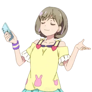 🤷‍♀ Anime, Gadis, Karakter, Imut, Telepon, Berpose telegram sticker