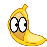 👀 香蕉, 水果, 卡通, 卡通眼, 黄色, 果皮 telegram sticker