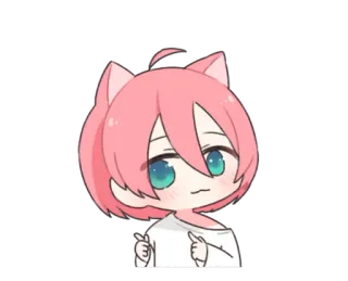 🙂 Аниме, Чиби, Милый, Кошачьи ушки, Розовые волосы, Каваий telegram sticker