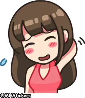 😅 @MHStickers cartoon, girl, happy, cute, sticker, brunette telegram sticker