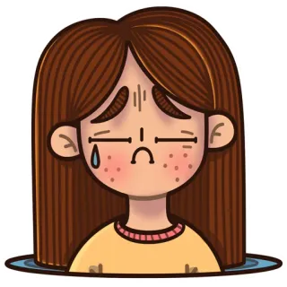 😥 triste, pleurs, fille, émotionnel, larme, malheureux, brune, dessin animé telegram sticker