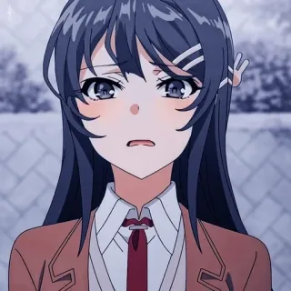 😭 Mai Sakurajima Rascal Does Not Dream of Bunny Girl Senpai 动漫, 可爱, 女孩, 制服, 樱岛麻衣, 青春猪头少年 telegram sticker