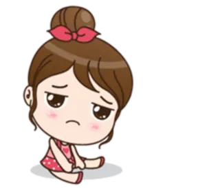 🙁 Desenho animado, Triste, Menina, Decepcionada, Melancolia, Chateada telegram sticker