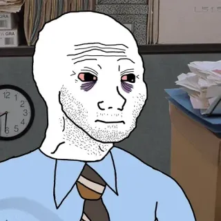 🙍‍♂ wojak, meme, kantoor, depressief, verdrietig telegram sticker