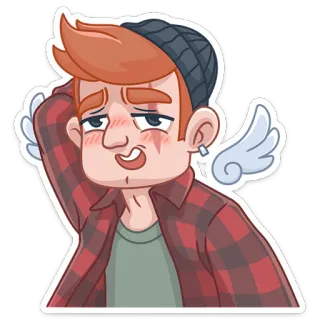 ☺ Cartone animato, Uomo, Personaggio, Ali, Flanella, Emo whatsapp sticker