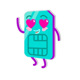 😍 kartu SIM, kartun, mata hati, kawaii, teknologi, ponsel, imut whatsapp sticker