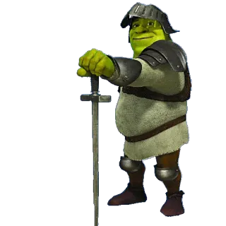 ⚔ Shrek ogro, cavaleiro, espada, armadura, capacete whatsapp sticker