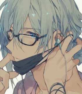 🎧 Anime, Männlich, Brille, Maske telegram sticker