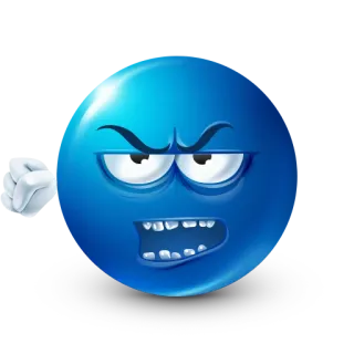 👊 enfadado, emoji, dedo corazón, ofensivo, grosero, azul, gesto whatsapp sticker