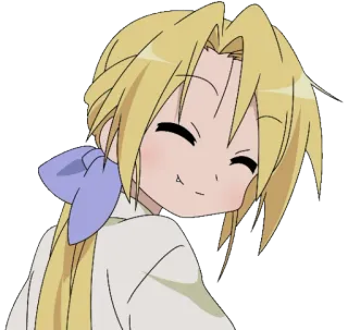 🙃 Аниме, Мультфильм, Девушка, Блондинка, Улыбается, Милая telegram sticker