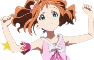 😄 anime, cartone animato, ragazza, capelli arancioni, stella, personaggio telegram sticker
