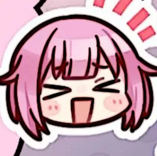 🪸 Anime, Chibi, Carino, Capelli rosa, Felice telegram sticker