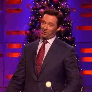🎩 Hugh Jackman celebrity, actor, man, christmas, suit whatsapp sticker