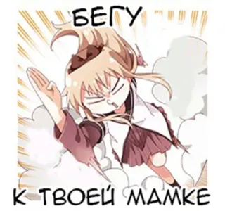 ⛹️‍♂️ БЕГУ К ТВОЕЙ МАМКЕ Anime, Russisch, Beleidigend, Beleidigung, Slang, Humor whatsapp sticker