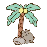 😴 Pusheen pusheen, katze, palme, strand, sommer, süß telegram sticker