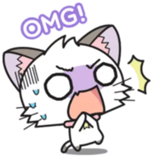 😱 OMG! cat, exclamation, omg, surprise, shock, cartoon, cute whatsapp sticker