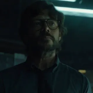 😐 The Professor Money Heist La Casa de Papel, Le Professeur, Personnage, Portrait, Netflix, Série TV telegram sticker