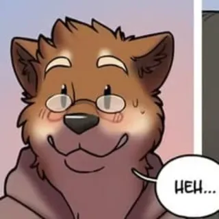 😅 HEH... furry, dog, glasses, cartoon, cute whatsapp sticker