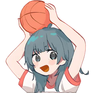 🏀 动漫女孩, 篮球, 可爱, 运动, 漫画 whatsapp sticker