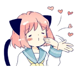 😚 Anime, Ragazza, Orecchie da gatto, Cuori, Carino whatsapp sticker