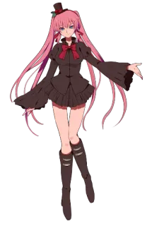 😀 anime, personnage, cheveux roses, chapeau, mignon, femme whatsapp sticker