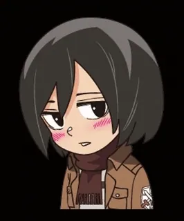 ๐ณ Mikasa Ackerman Attack on Titan GAROTRA anime, attack on titan, mikasa ackerman, chibi, cartoon telegram sticker