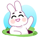 👋 兔子, 小兔子, 可爱, 动物, 卡通, 快乐, 挥手, 插图 whatsapp sticker