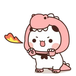 🍼 naklejka, kreskówka, słodki, dinozaur, ogień, zwierzę, kawaii telegram sticker