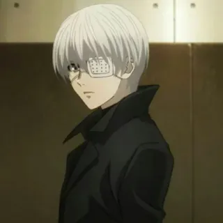 🔥 Ken Kaneki Tokyo Ghoul 애니메이션, 구울, 카네키 켄, 흰머리, 안대 telegram sticker