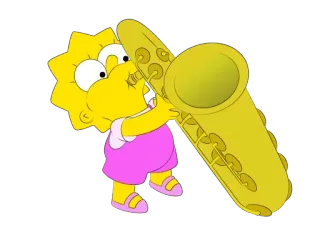 🤯 Lisa Simpson The Simpsons Kartun, Lisa Simpson, Saksofon, Musik telegram sticker