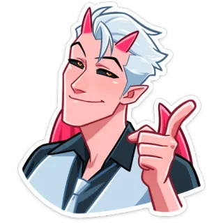 😉 demonio, anime, diablo, dibujos animados, cuernos, masculino, personaje whatsapp sticker