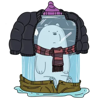 🥶 Ice Bear We Bare Bears белый медведь, зима, холод, замороженный, мультфильм, шарф, куртка, шапка telegram sticker