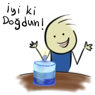 🎂 İyi ki Doğdun! anniversaire, fête, gâteau, bonhomme allumette, salutation, joyeux anniversaire telegram sticker