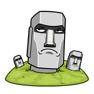 😕 Isola di Pasqua, Moai, Statua, Testa di pietra, Cartone animato, Isola, Oceano Pacifico telegram sticker