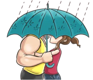 ☔ カップル, キス, 傘, 雨, 愛, ロマンス whatsapp sticker