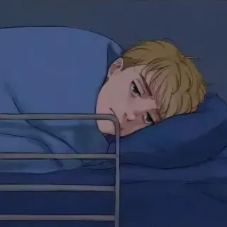😑 triste, deprimido, dormir, cama, cansado, sozinho, ansioso telegram sticker
