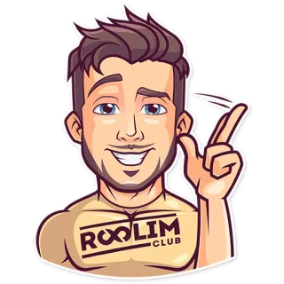 ✌ ROOLIM CLUB 男人, 卡通, 俱乐部, 晒黑, 人物, 肖像, 标志 telegram sticker