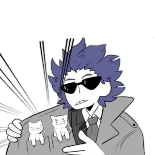 😺 anime, cartoni animati, gatti, occhiali da sole, detective whatsapp sticker