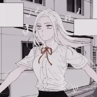 🐚 Ragazza anime, Uniforme scolastica, Cartone animato, Note musicali, Illustrazione, Manga telegram sticker
