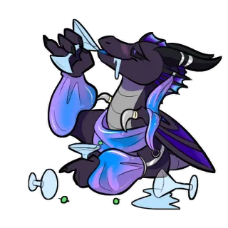 🥴 dragão, martini, álcool, bebendo, desenho animado, fantasia, diversão telegram sticker