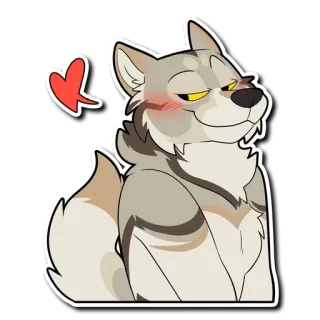 ❤ lupo, cartone animato, animale, amore, cuore, arrossire telegram sticker