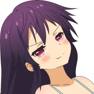 😏 gadis anime, sombong, ekspresi, kartun, karakter, rambut ungu telegram sticker